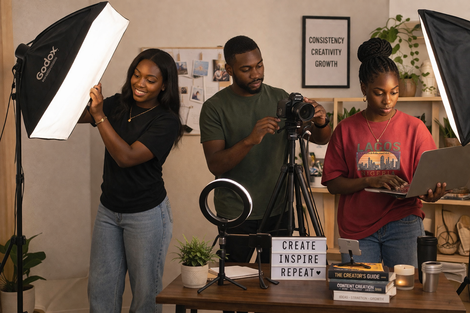 Creative team producing branded content in a studio setup